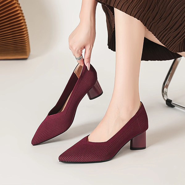 Breathable Striped Pointed Toe Pumps
